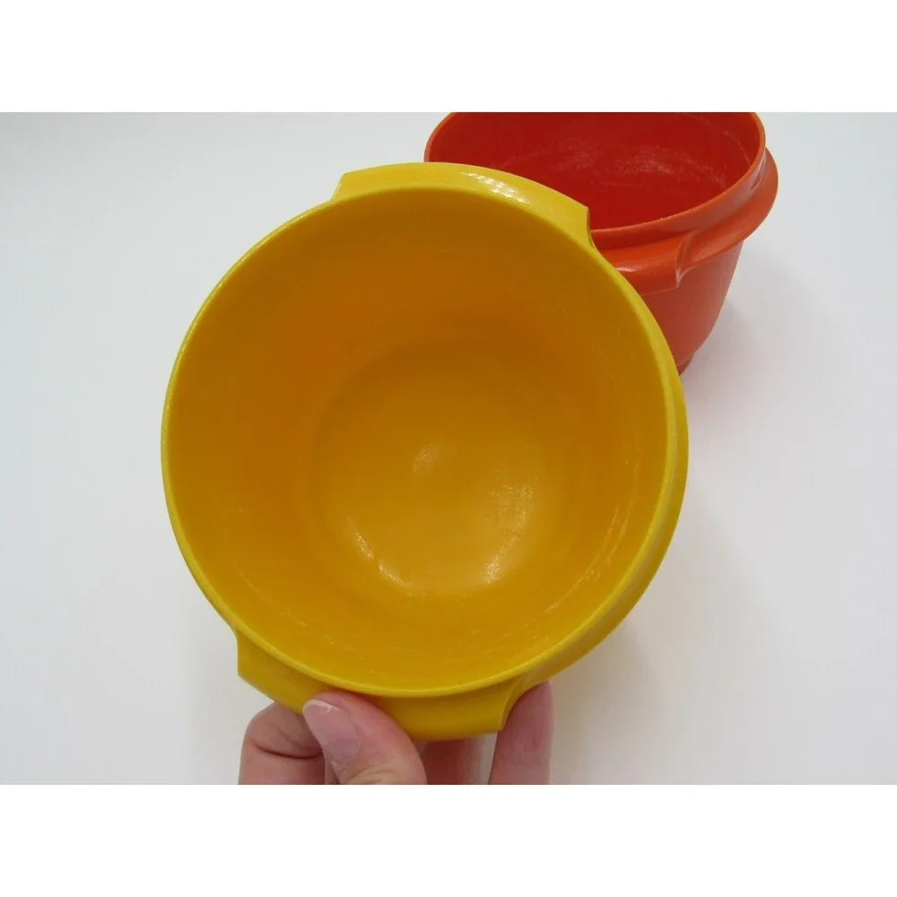 Tupperware Servalier 886 Orange Yellow Harvest Bowls Vintage 70s Retro Soup Cup